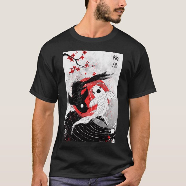 Koi Fisch - Yin Yang T-Shirt (Vorderseite)