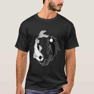 Koi-Fisch Ying Yang Schwarz und Weiß T-Shirt