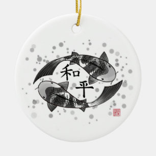Koi Fische mit Keramikornament