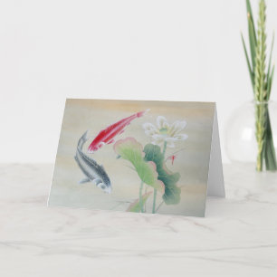 Koi-Fische mit Lotusblume Karte