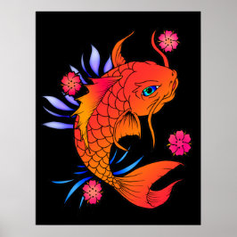Koi-Fische und Blume Poster