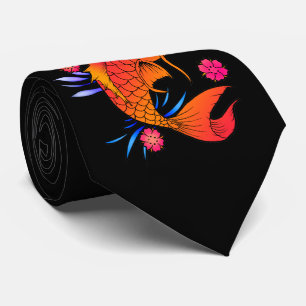 koi Fische und Blumen Krawatte