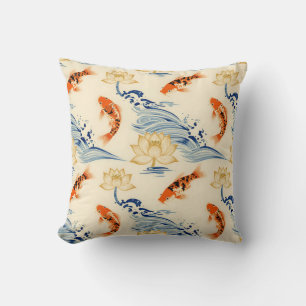 Koi-Fische und Lotus nahtloses Muster Kissen