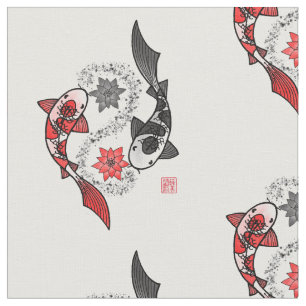 Koi Fische Yin Yang Motiv-Stoff Stoff