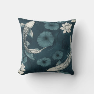 Koi Fish and Lotus Garden Throw Kissen