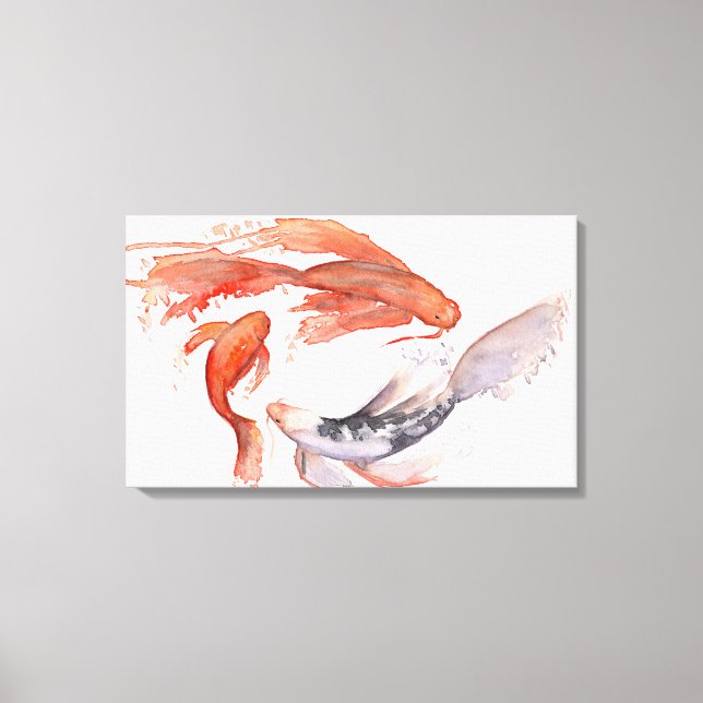 Koi Fish Aquarellmalerei Leinwanddruck (Vorderseite)