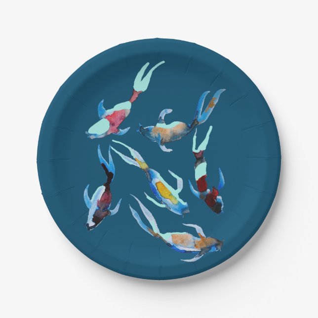 Koi Fish Aqucolor Pappteller (Vorderseite)