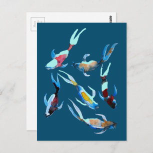 Koi Fish Aqucolor Postkarte