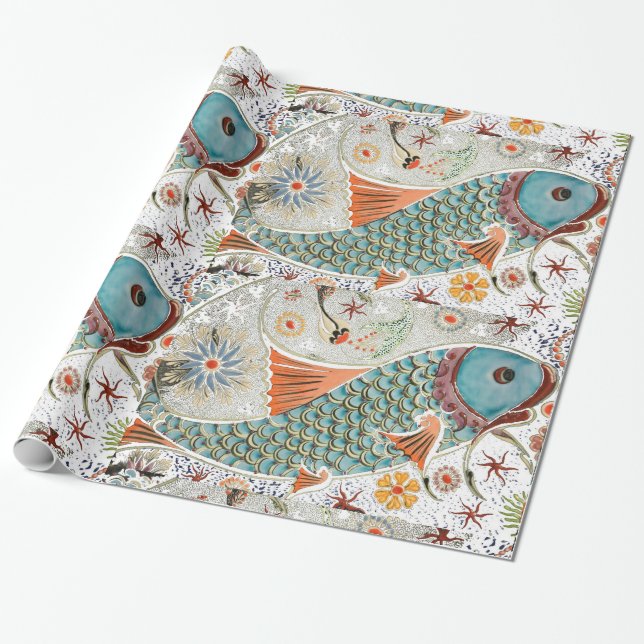 Koi Fish Art , Wrapping Paper Geschenkpapier (Ungerollt)