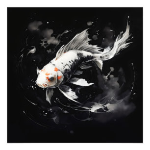 Koi Fish Black Ink Painting Fotodruck