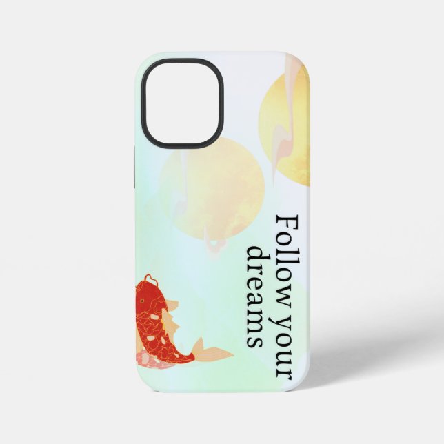 Koi Fish Dream Quote Art Print – "Follow Your Drea iPhone Hülle (Rückseite)
