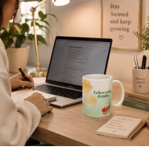 Koi Fish Dream Zitat Kunst - "Befolgen Sie Ihre Ha Kaffeetasse
