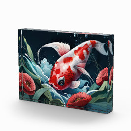 Koi Fish Fish weiblich Zeichnend japanische Art Ko Fotoblock