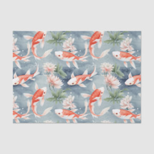 Koi Fish Floral Pond Decoupage Seidenpapier
