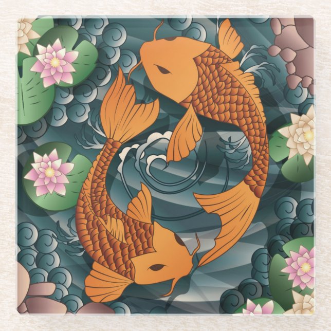 Koi Fish Glasuntersetzer (Vorderseite)