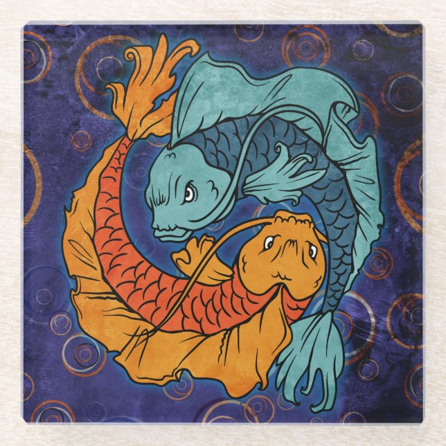 Koi Fish Glasuntersetzer (Vorderseite)