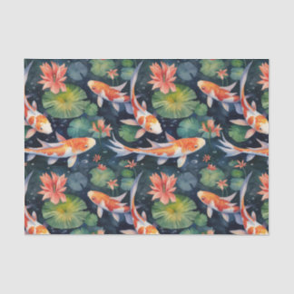 Koi Fish Green Lily Pads Pond Decoupage Seidenpapier