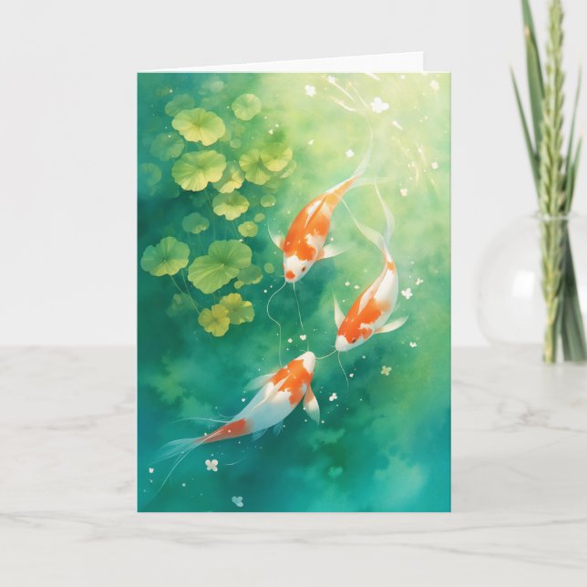 Koi Fish Harmonie im Teich Karte (Vorderseite)