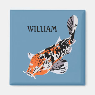 Koi Fish Illustration Orange und Blau Personalisie Magnet