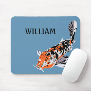 Koi Fish Illustration Orange und Blau Personalisie Mousepad