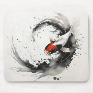 Koi Fish Ink Painting Mousepad