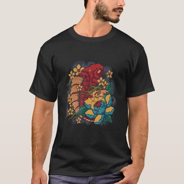 Koi Fish Japanese Street wear with Lotus Flowers T-Shirt (Vorderseite)
