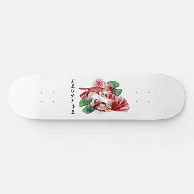 Koi Fish Japanischer Stil Skript Orientalische Kun Skateboard (Horizontal)