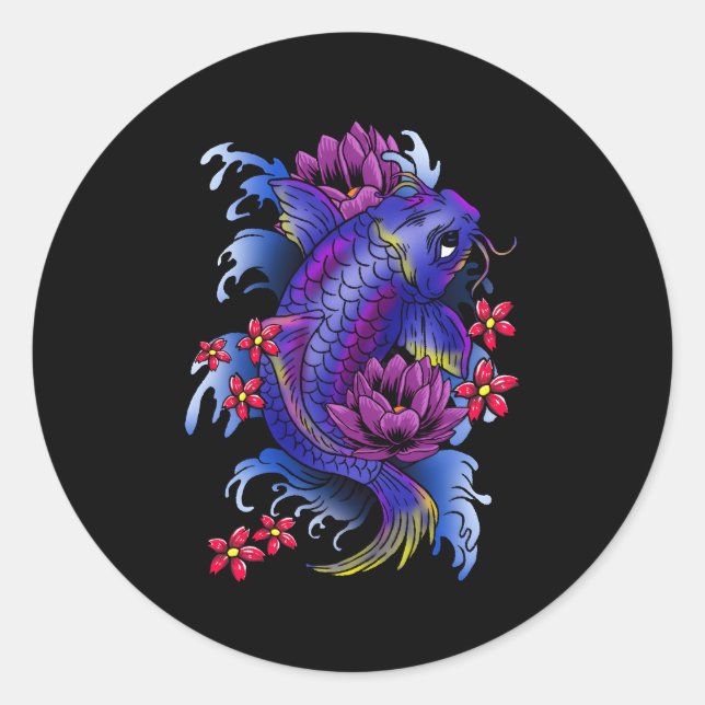 Koi Fish Japanischer Tattoo Jinli Japan Coi Carp Runder Aufkleber (Vorderseite)