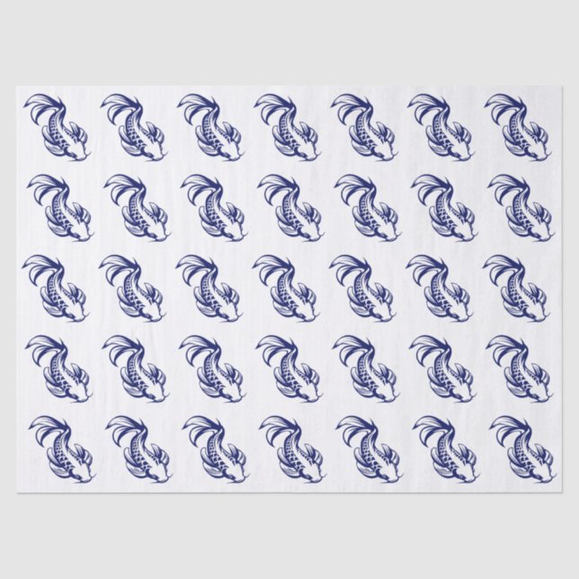 Koi Fish Karp #2 DIY Colors Blue Seidenpapier (Vorderseite)