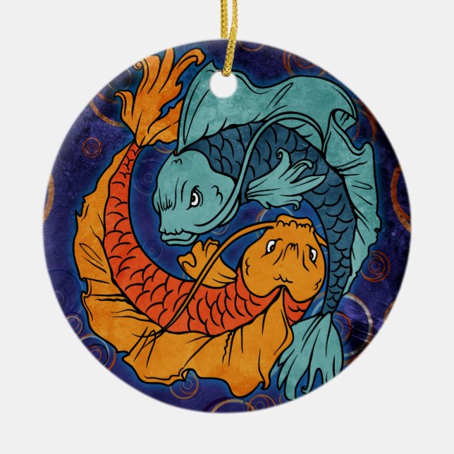Koi Fish Keramik Ornament (Vorne)