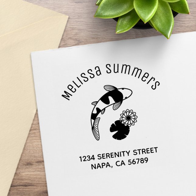 Koi Fish Lily Arch Address Gummistempel (Von Creator hochgeladen)