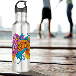 Koi Fish Lotus Cherry Blossoms Edelstahlflasche