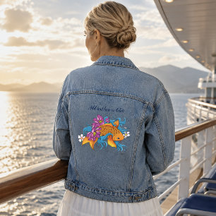 Koi Fish Lotus Cherry Blossoms Jeansjacke