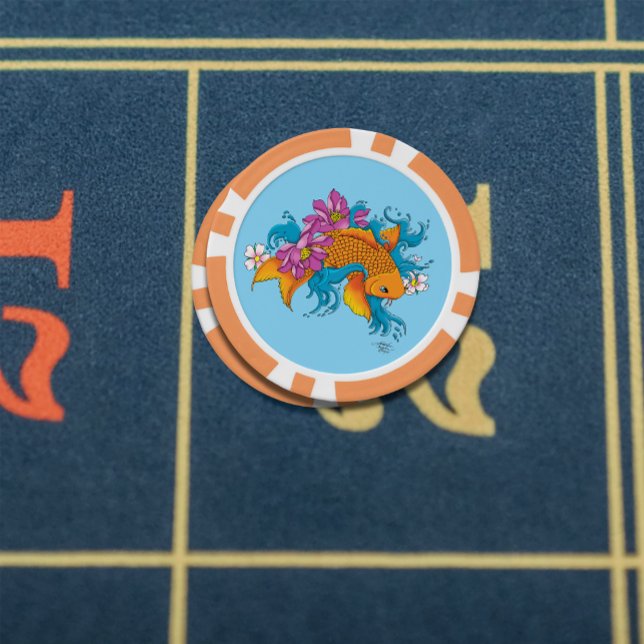 Koi Fish Lotus Cherry Blossoms Pokerchips (Von Creator hochgeladen)