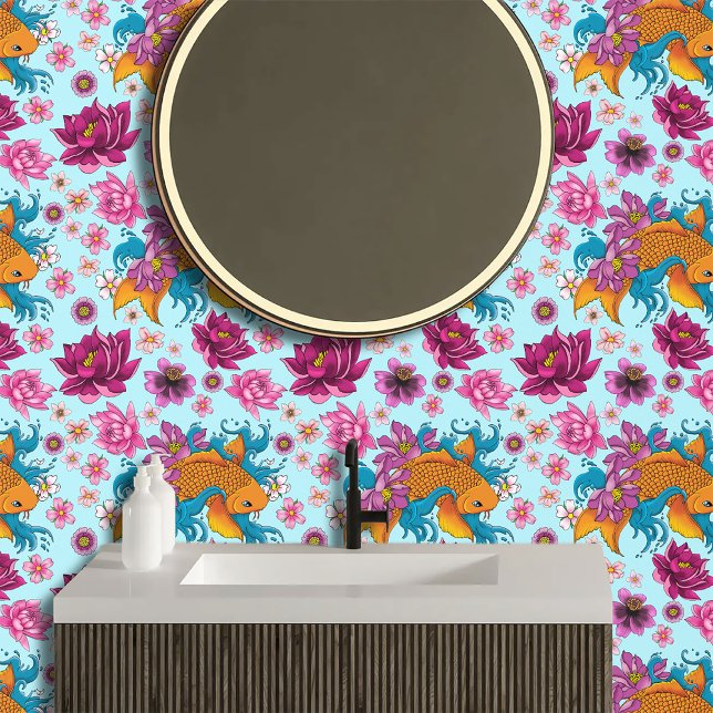 Koi Fish Lotus Cherry Blossoms Tapete (Von Creator hochgeladen)