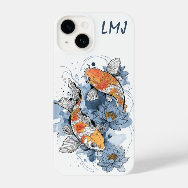 Koi Fish & Lotus Phone Case - individuell einstell iPhone Hülle (Rückseite)