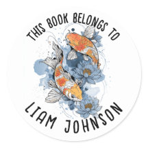 Koi Fish Lotus Sticker | Etikett für den Schulbesu