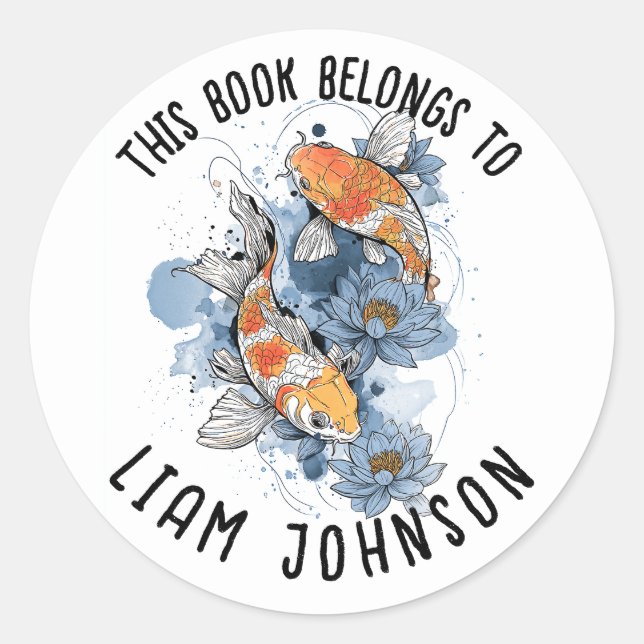 Koi Fish Lotus Sticker | Etikett für den Schulbesu (Vorderseite)
