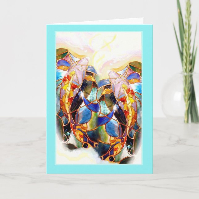 Koi Fish Lovers Romantische Sommergrusskarte Feiertagskarte (Vorderseite)