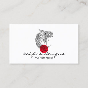 Koi Fish Mandala Red Dot Spirituell Visitenkarte