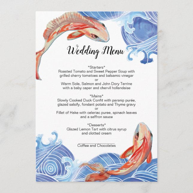 KOI FISH MENU CARD MENÜKARTE (Vorderseite)