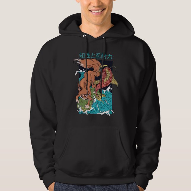 Koi Fish mit Fox japanischer Style Design Hoodie (Vorderseite)