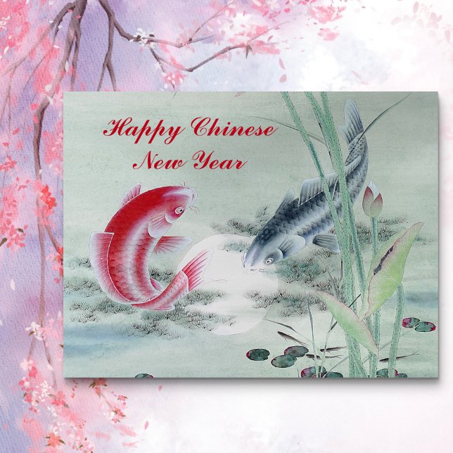 Koi Fish mit Lotus Postkarte (Von Creator hochgeladen)