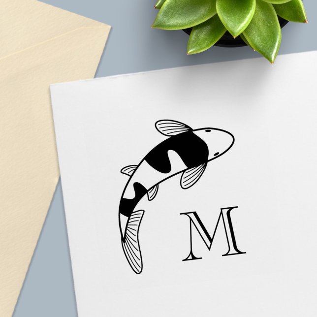 Koi Fish Monogram Initial Permastempel (Von Creator hochgeladen)