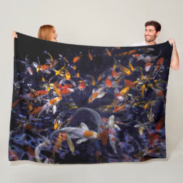 KOI FISH OVER FLOWING FLEECEDECKE