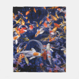 KOI FISH OVER FLOWING FLEECEDECKE