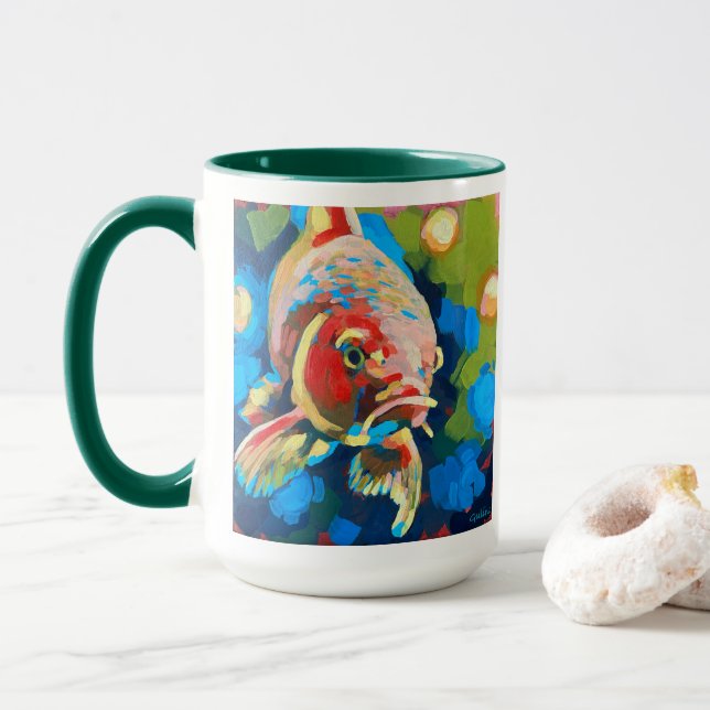 Koi Fish Painting - Gift for Coy Fish Lovers Tasse (Mit Donut)