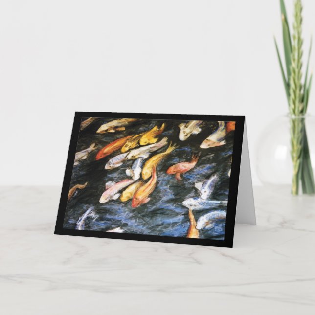 Koi Fish Pond Art Malerei Gruß oder Mitteilungskar Karte (Vorderseite)