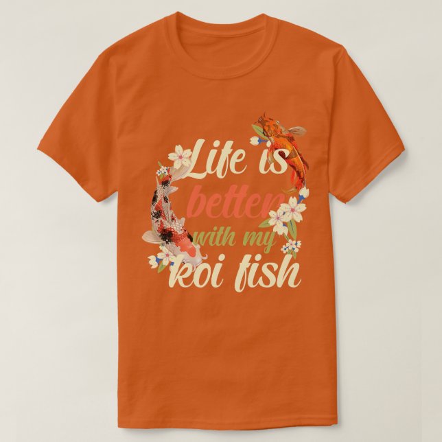 Koi Fish Pond Carp Japan Japanischer Art Cherry Bl T-Shirt (Design vorne)