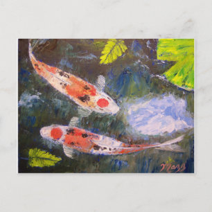 Koi Fish Pond Postkarte